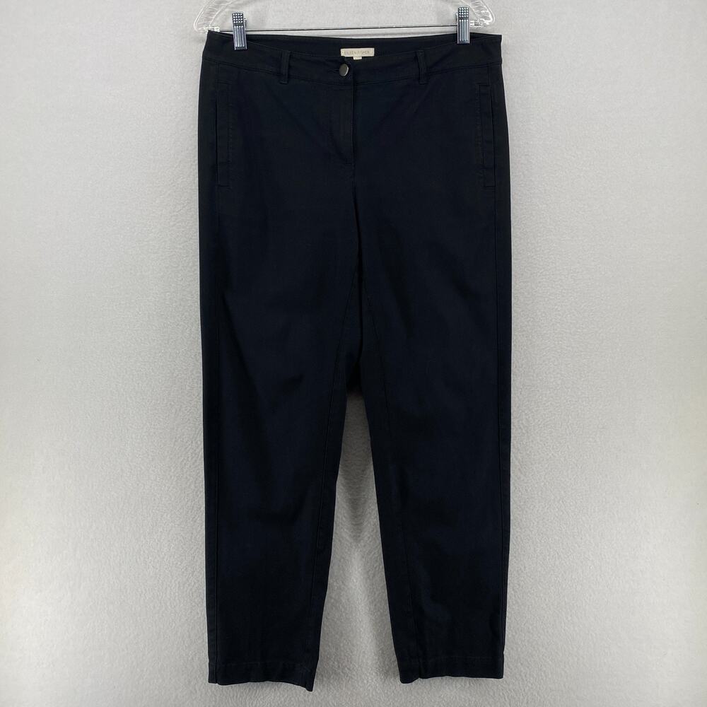 EILEEN FISHER Pants S Organic Cotton Stretch Twill Ankle Tapered Chino Black